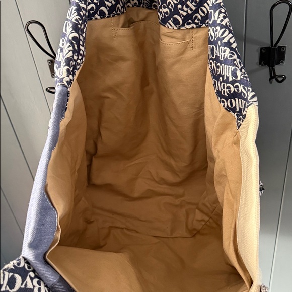 See By Chloe Navy and Cream Logo Tote - Picture 3 of 6
